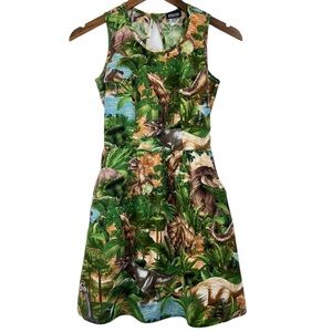 Retrolicious Dinosaur Novelty Print Sleeveless Fit And Flare Dress Size XS